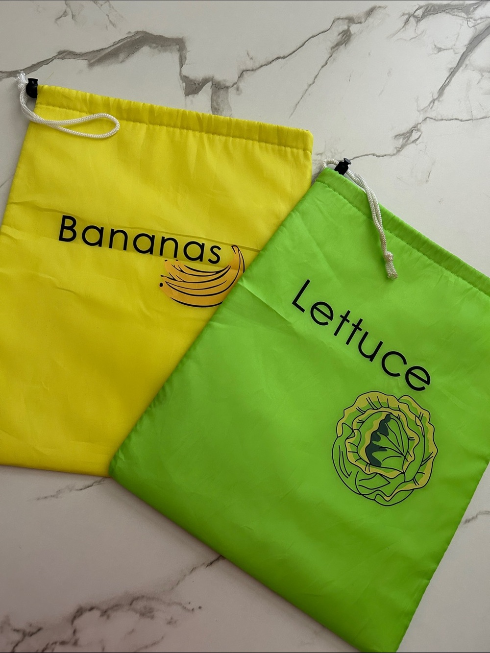 Set of 2 Reusable Produce Drawstring Bags - Yellow & Green